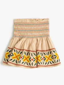 Koton Girls Printed Cotton Flared Knee Length Skirt
