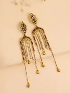 Voylla Fringes Fleur Gold Plated Quirky Drop Earrings