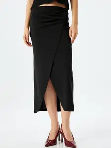 Koton Women Front-Slit A-Line Midi Skirt
