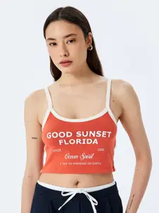 Koton Women Printed Shoulder Straps Cotton Bralette Crop Top