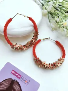 Crunchy Fashion Artificial Beaded Circular Hoop Earrings