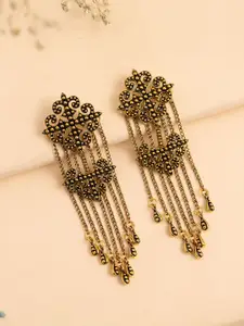 Voylla Gold-Plated Quirky Fringes Thrill Statement Dangler Drop Earrings