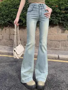 StyleCast Women Smart Flared High-Rise Light Fade Acid Wash Stretchable Jeans