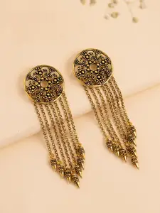 Voylla Gold Plated Quirky Fringe Drop Earrings