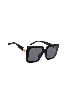 Vincent Chase Women Grey Lens & Black Oversized Sunglasses with