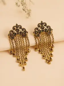 Voylla Gold Plated Quirky Fringe Drop Earrings