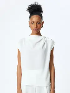 Koton Women Ruched Extended Sleeves Top