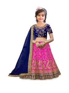F Plus Fashion Girls Embellished Semi-Stitched Lehenga & Unstitched Blouse With Dupatta