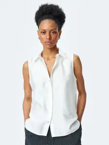 Koton Women Spread Collar Solid Casual Shirt