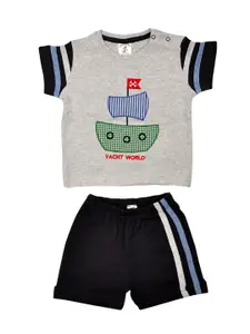 BIO FASHION Boys Printed Short Sleeves Pure Cotton T-shirt With Shorts