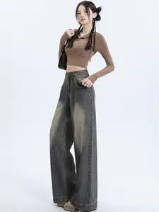 StyleCast Women Comfort Wide Leg High-Rise Cotton Stretchable Jeans