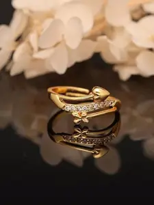 DressBerry Gold-Plated American Diamond Stone Studded Finger Ring