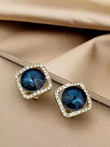 VAGHBHATT Gold-Plated Crystal-Studded Square Studs