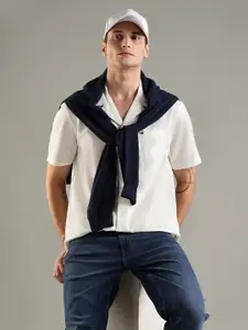 Tommy Hilfiger Europe Regular Fit Cuban Collar Cotton Linen Casual Shirt