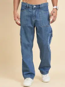 STUDIO NEXX Men Baggy Fit Mid-Rise Light Fade Cargo Styles Jeans