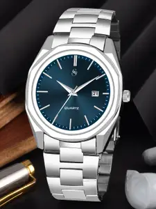 Shocknshop Men Dial & Stainless Steel Straps Analogue Multi Function Watch WCH153Blue