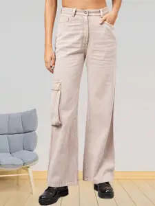 all about you Women Flared High-Rise Cotton Cargo Style Jeans