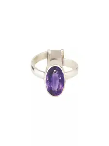 GenZcomplex Silver-Plated Brass Amethyst Finger Ring