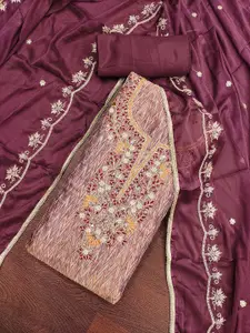 KIMISHA Chevron Printed Beads & Stones Organza Unstitched Dress Material