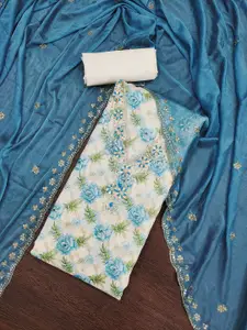 KIMISHA Floral Printed Beads & Stones Unstitched Dress Material