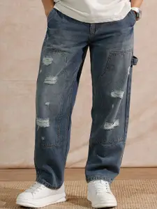 WROGN Men Comfort Baggy Mid-Rise Highly Distressed Heavy Fade Jeans