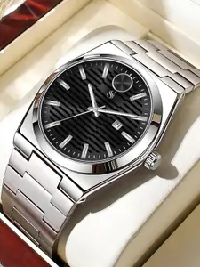 Shocknshop Men Patterned Dial & Stainless Steel Straps Analogue Function Watch WCH152Black