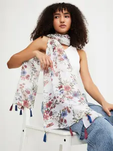 max Women Printed Tasselled Border Scarf