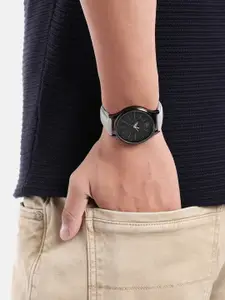 WROGN Men Brass Dial & Leather Straps Analogue Chronograph Watch