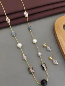 RACHANA FASHION Gold Plated Multicolour Stone Necklace & Earrings
