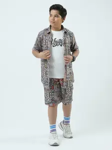 Monte Carlo Boys Printed Shirt Collar T-shirt & Shirt With Short