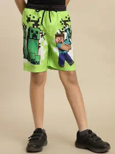 Kids Ville Boys Minecraft Printed Swim Board Shorts