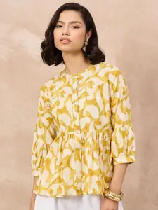 all about you Women Ethnic Motifs Printed Pleated Cotton Top