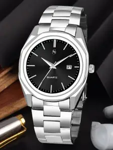 Shocknshop Men Patterned Stainless Steel Straps Analogue Multi Function Watch WCH153Black