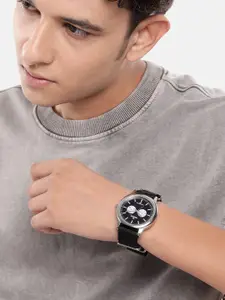 WROGN Men Brass Printed Dial & Straps Analogue Multi Function Watch