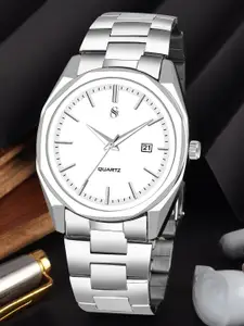 Shocknshop Men Dial & Stainless Steel Straps Analogue Multi Function Watch WCH153White