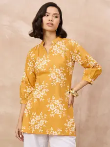 all about you Women Floral Print V-Neck Cotton Kurti