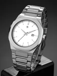 Shocknshop Men Dial & Stainless Steel Straps Analogue Multi Function Watch WCH150White