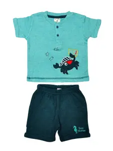 BIO FASHION Boys Embroidered Short Sleeves Pure Cotton T-shirt With Shorts