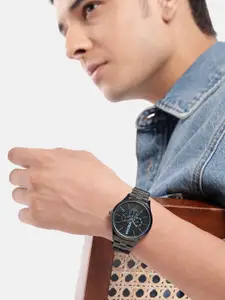 WROGN Men Brass Printed Dial & Straps Analogue Multi Function Watch