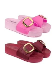 BERSACHE Women Pack Of 2 Embellished Sliders