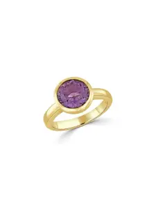 GenZcomplex Gold-Plated Brass Amethyst Finger Ring