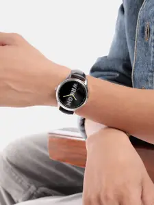 WROGN Men Brass Printed Dial & Leather Straps Analogue Chronograph Watch