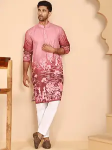 Jompers Men Floral Embroidered Regular Sequinned Kurta with Pyjamas