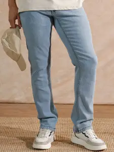 WROGN Men Comfort Straight Fit Mid-Rise Clean Look Non Stretchable Jeans