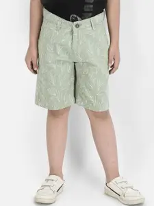 Crimsoune Club Boys Floral Printed Slim Fit Mid-Rise Cotton Shorts