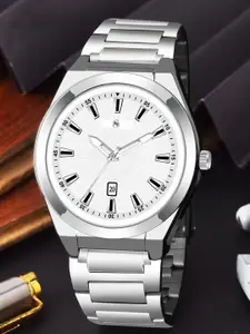 Shocknshop Men Patterned Dial & Stainless Steel Straps Analogue Watch WCH151White