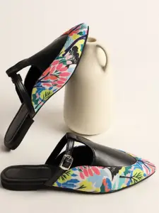 Street Style Store Women Printed Mules Flats with Western - Embellished