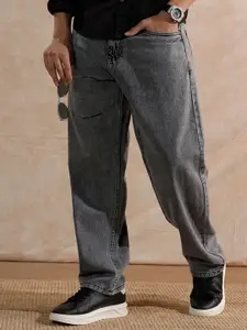 WROGN Men Comfort Wide Leg Mid-Rise Clean Look Heavy Fade Non Stretchable Jeans