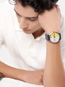 WROGN Men Brass Dial & Leather Straps Watch