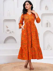 Nayo Women Ethnic Motifs Printed Gathered or Pleated Empire Dress